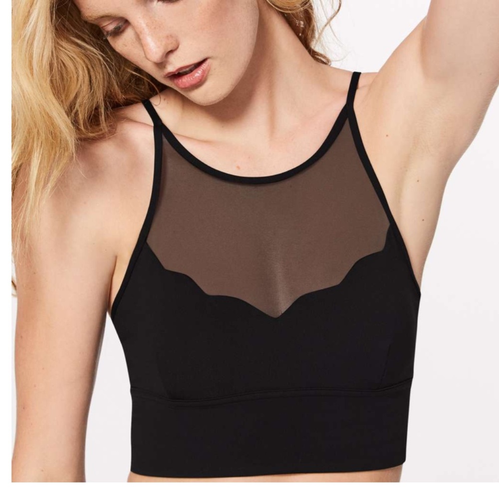 lululemon athletica Black High-Neck Mesh Crop Sports Bra
